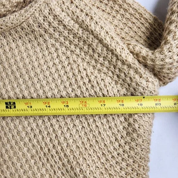 Grecerelle Cowl Neck Women's Small Asymmetric Wrap Sweater Chunky Pullover Tan - Picture 10 of 11